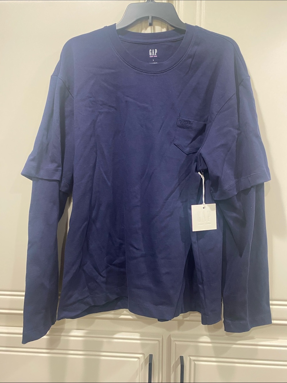 NWT gap x sandy liang navy blue long sleeve size large oversized